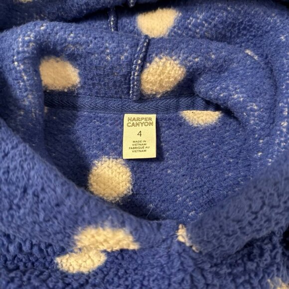 Harper Canyon Blue Polka Dot Sherpa Hoodie Pullover Jacket Size 4 - Picture 4 of 5